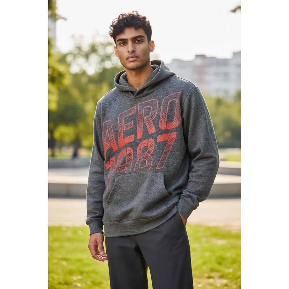 Aeropostale 1987 Gray‎ XL Pullover Hoodie Sweatshirt